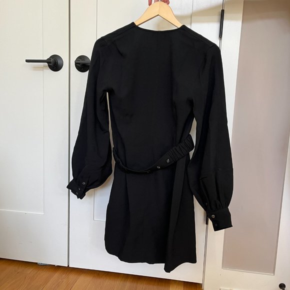 Ganni NWT Crepe Black wrap dress Size 36 US Small - Picture 7 of 11